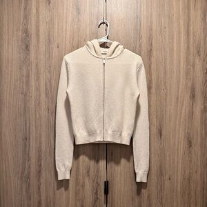 Aritzia White/Cream Cashmere Zip Up Hooded Sweatshirt Size XS